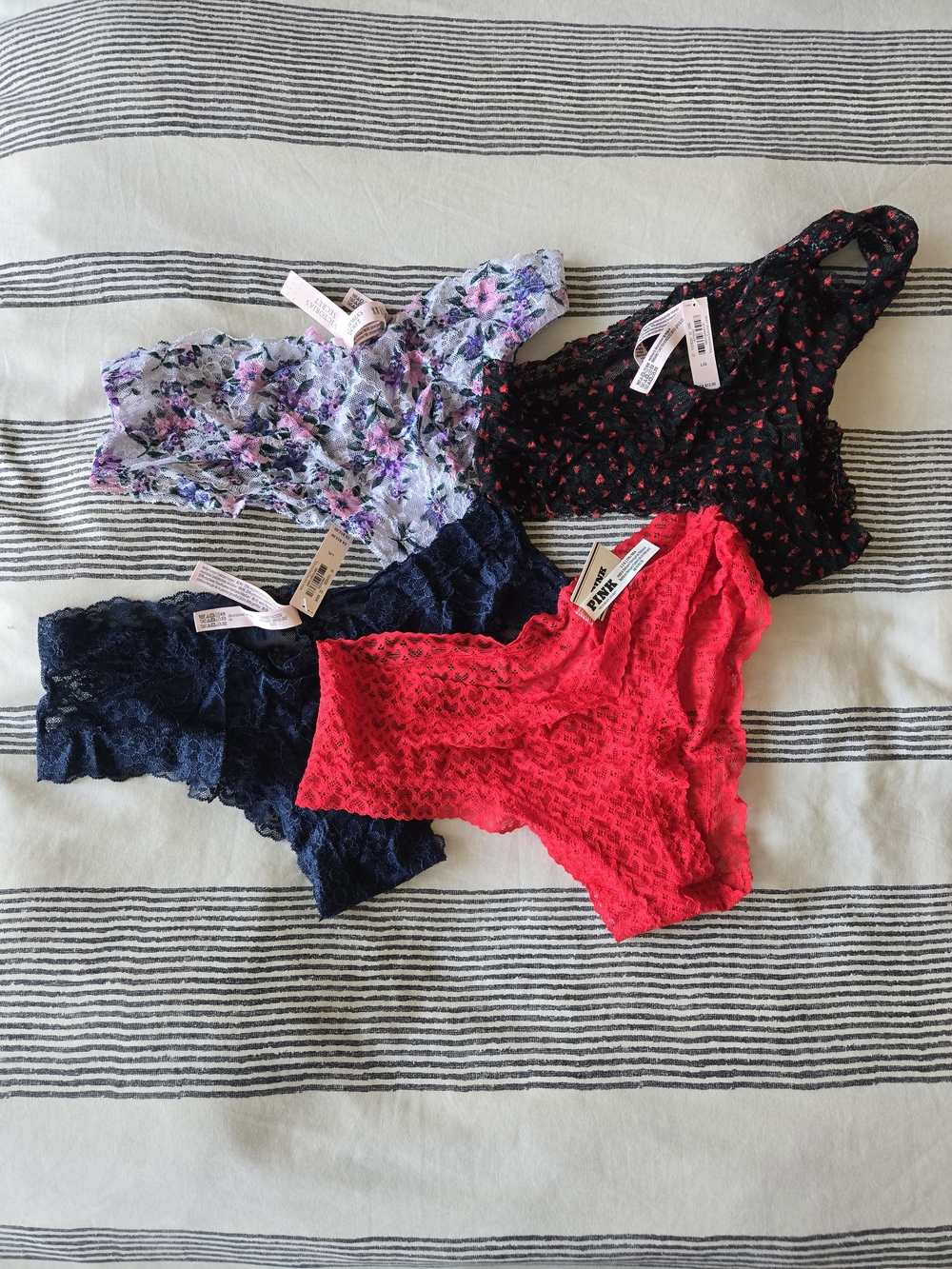 Victoria's Secret Lace Hipster Cheeky - Red, Navy, Black & Floral